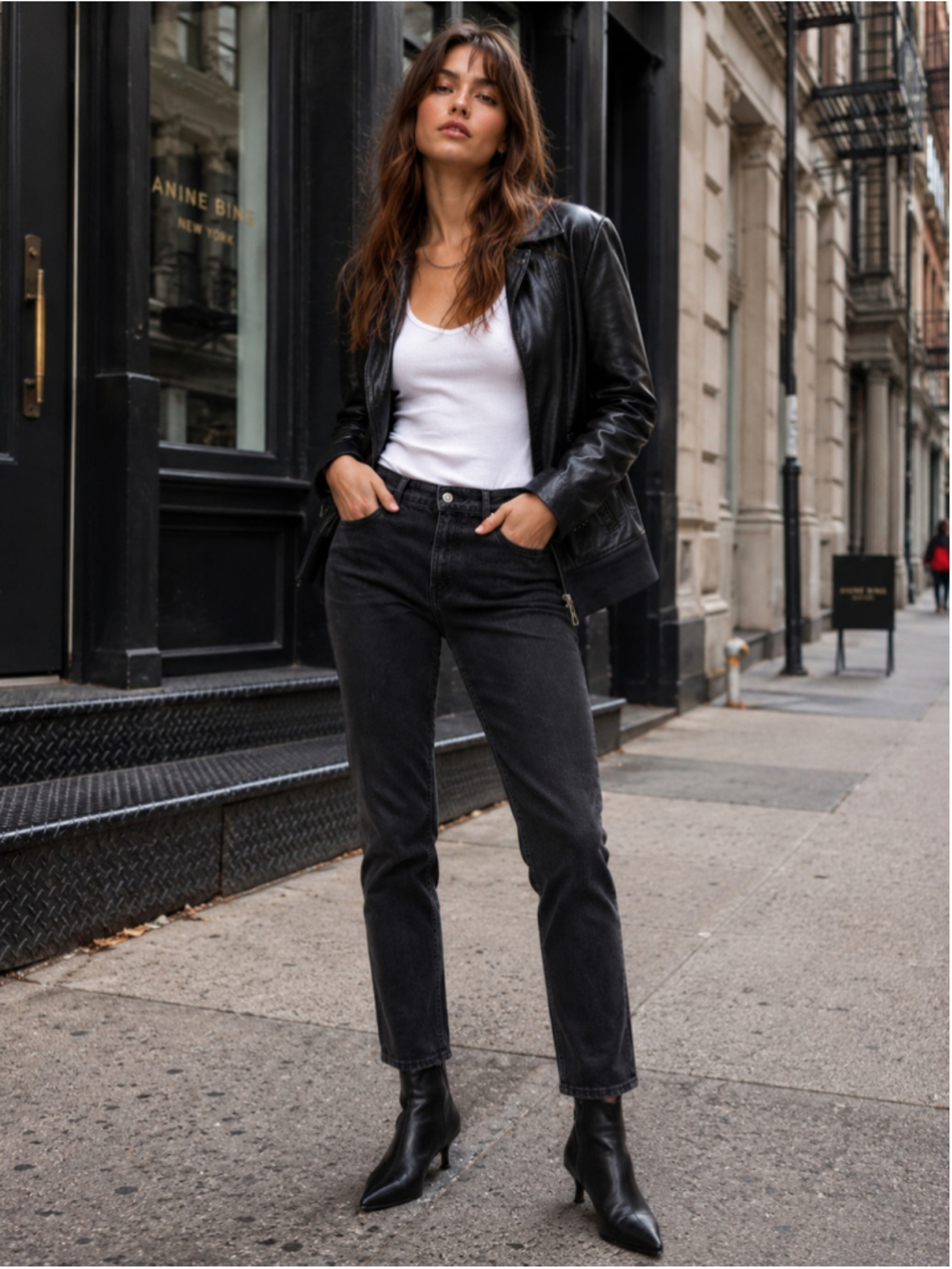MOTHER Jeans Women 29 Dazzler Ankle Mid Rise Straight Indie Sleaze Grunge Black